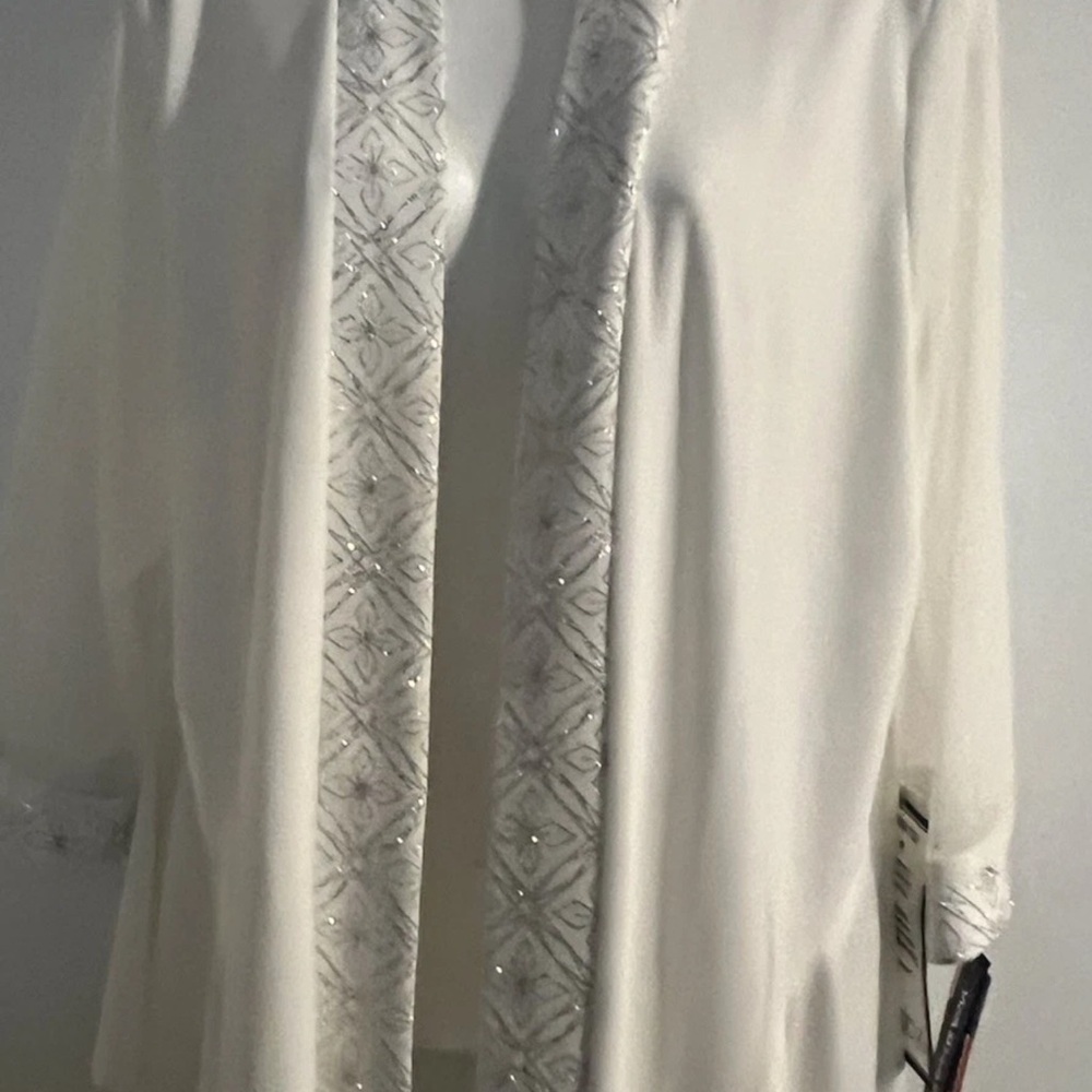 R&M Richards White and Silver Embellished Cardigan